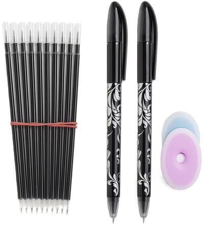 Uitgumbare Pennen 13-Delig I Balpennen I Gel Pen I 0.5mm Balpen I Zwart Inkt I 2 Pennen + 1 x Gum + 10x Penvulling