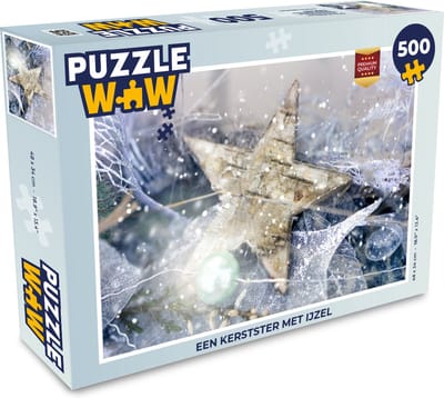Puzzel Een kerstster met ijzel - Legpuzzel - Puzzel 500 stukjes - Kerst - Cadeau - Kerstcadeau voor mannen, vrouwen en kinderen