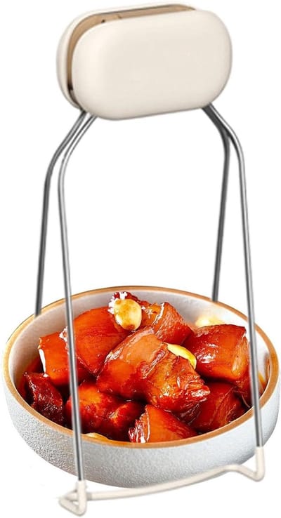 Warmteplaatgrijper - Hete borden tang - Hete objecten hanteren - Antislip greep - 19.3 cm - Grijs