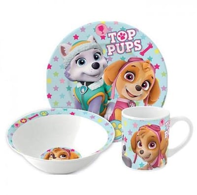 Paw Patrol - top girl pups - Sterren - porselein cadeau set - 3 delig - kinderservies