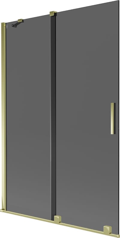 Mexen Velar badscherm 2-vleugelig schuifbaar 120 x 150 , grafiet, goud - 896-120-000-41-50