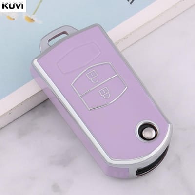 Mode TPU Autovouwbare Sleutelhoes Cover Shell Voor Mazda 3 5 6 Serie M6 Rx8 Mx5 2 3 Knop Beschermer Sleutelloze Fob Tas Accessoires gray