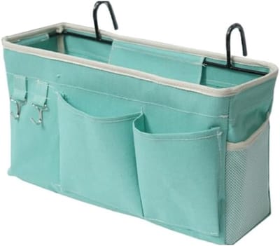 Famanu - Onder bed organizer bedtas met ophanghaak hangtas hoogslaper opbergtas voor boek, tijdschrift, mobiele telefoon, hoofdtelefoon bed opslag (groen)