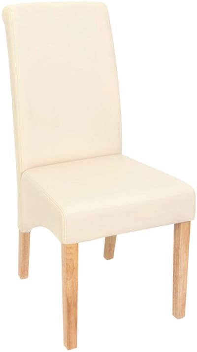 Set van 2 eetkamerstoelen Keukenstoel Stoel M37 ~ kunstleer mat, crème, lichtgekleurde poten