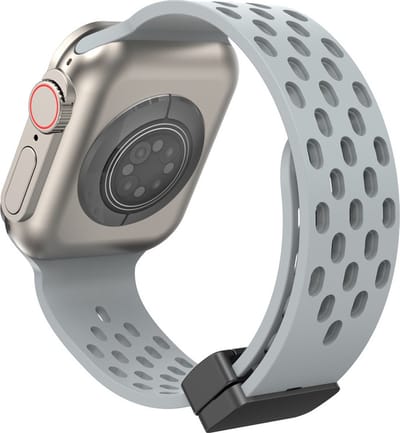 Siliconen bandje - geschikt voor Apple Watch 1/2/3/4/5/6/7/8/9/10/11/ SE (1,2,3) met maat 38 mm / 40 mm / 41 mm en 42 mm (Watch 10/11) - Lichtgrijs