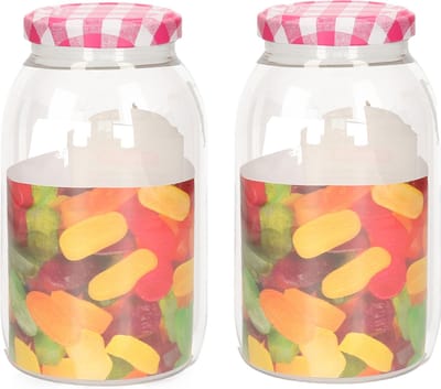 Plasticforte Weckpot/inmaakpot Classic - 2x - 750ml - kunststof - draaideksel - roze - D9 x H15 cm
