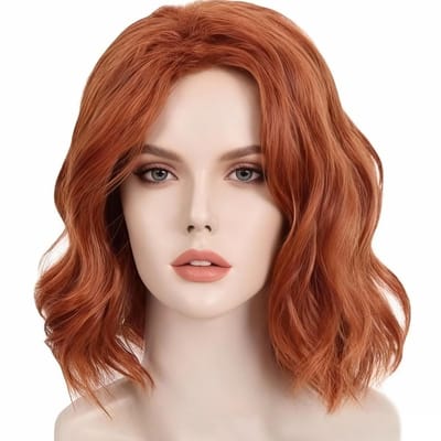 Inovra- Pruiken Dames - Cosplay Pruik Korte Krullend - Rood/Oranje - Lichtgewicht - Elastisch - Geschikt voor Feestjes - Cosplayhaar