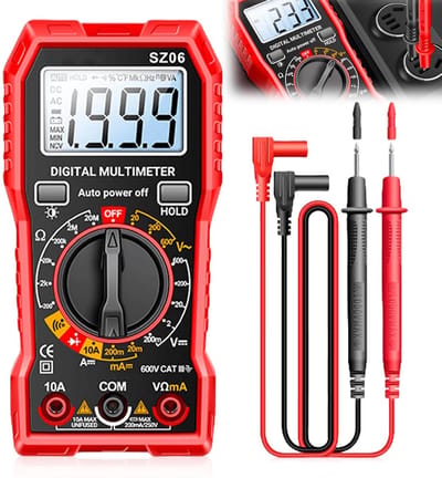 Digitale Multimeter - Spanningsmeter Stroommeter - Elektrische Metingen - Groot LCD Scherm - 600 V - Zwart