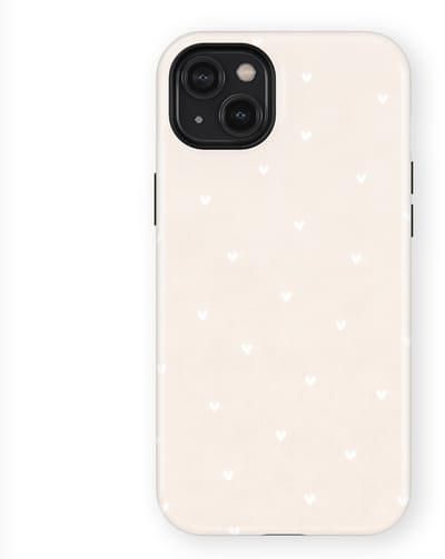 Tough Hoesje met Hartjes geschikt voor iPhone 14 Plus | Little Love Tough Case Geschikt voor Mag | Hartjes Print Backcover geschikt voor iPhone 14 Plus Ivory Hearts