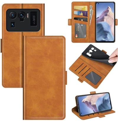 MobyDefend Hoesje - Geschikt voor Xiaomi Mi 11 Ultra - Luxe Wallet Book Case (Sluiting Zijkant) - Lichtbruin