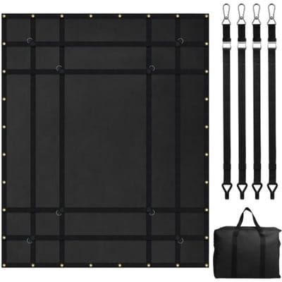 VEVOR Cargo Net, 183 x 145 cm vrachtwagenlaadnet met 4 verstelbare banden met karabijnhaken en rubberen haken, duurzaam, geschikt voor pick-uptrucks, jeeps, vrachtwagens, SUV's en boten (zwart)