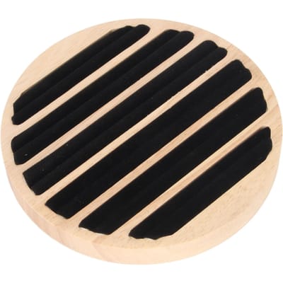 Boîte à bijoux ronde à 6 emplacements pour boucles d'oreilles et colliers. beige