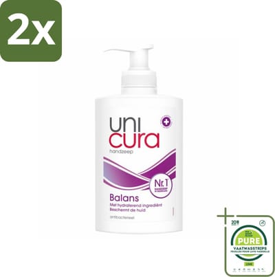Unicura - Vloeibare Handzeep - Anti Bacterieel - Balans - 250 ml - Voordeelverpakking - 2 stuks - Antibacteriële handzeep - Handzeep met antibacteriële werking