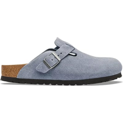 Birkenstock - BOSTON SUEDE LEATHER UNISEX - Dames slippers - Kleur: Blauw - Maat: 39