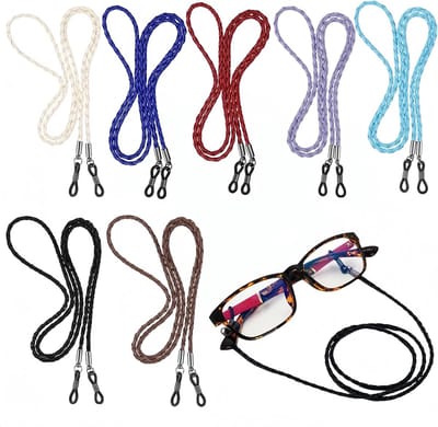 7 Stuks Gevlochten Lederen Brillen Bandjes Antislip Unisex Brillen Ketting voor Zonnebril en Lezen Buitensporten