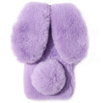Casies Bunny telefoonhoesje - Samsung Galaxy A25 - Paars - konijnen hoesje soft case - Pluche / Fluffy