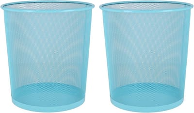 2x stuks kantoor prullenbakken/papiermanden 12 liter blauw - Papier afvalbakken