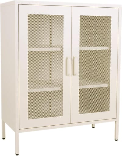 MaximaVida metalen locker vitrine kast Finn 102 x 80 x 40 cm ivoor - 2 schappen