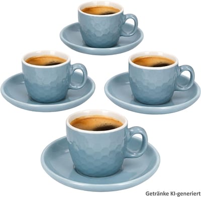 Hexa Blau 4-delig set espressokopjes met schoteltjes van keramiek – Q96001460