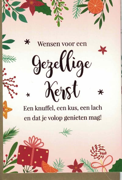 Kerstkaart - wensen voor een gezellige kerst - 909782 - Drieluik - Drieluik zigzag - open formaat 34,5 x 17 cm