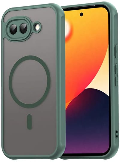 MobyDefend Hoesje - Geschikt voor Google Pixel 10a - Case Geschikt voor MagSafe - Mat Transparant Met Gekleurde Rand - Groen