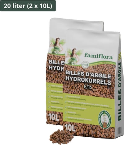 Famiflora Hydrokorrels 20L (2x10L) - Decoratieve Bodembedekking voor Hydrocultuur - Natuurlijke Onkruidremmer