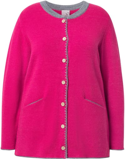 Ulla Popken - Dames - Lang vest geborduurd hert A-lijn opstaande kraag - Donkermauve - Maat 42+