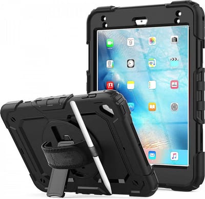 Hoes met ingebouwde Screenprotector Geschikt voor Apple iPad Mini 4 / Mini 5 | Inclusief Handriem en Schouderriem | Extreme bescherming | Ideaal voor zakelijk gebruik