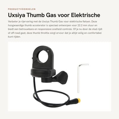 Dailygoods - Thumb Gas voor Elektrische Fiets - Waterdichte Accelerator voor 22.2mm Stuur