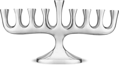 Kandelaar - Menorah Kaarshouder - Feestelijke Verlichting - Massief Aluminium - 28 x 15 cm - Gepolijst