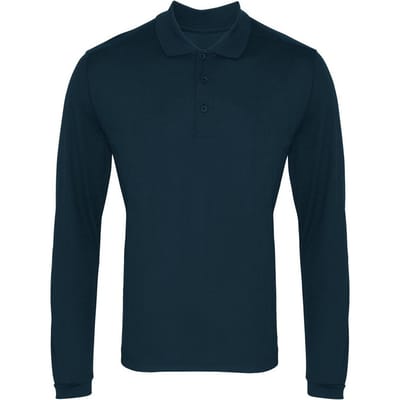 Premier Heren Coolchecker Pique Poloshirt met lange mouwen (Marine)