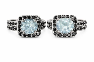 925 Zilveren Oorknoppen met Swiss Blue Topaas en Spinel - Rhodium Plated - Edelsteen Oorbellen Dames