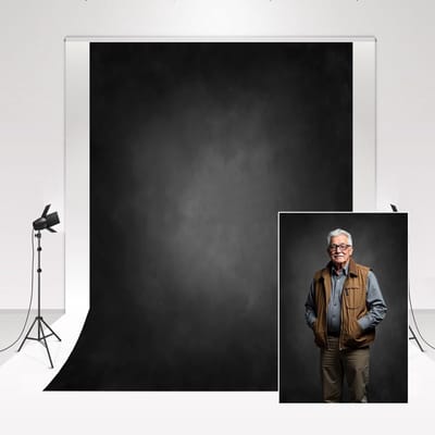 JHUBERS- Fotoachtergrond Zwart-Grijs Gradiënt - 2x3m - Microfiber - Herbruikbaar - Duurzaam - Naadloos - Fotostudio Achtergrond