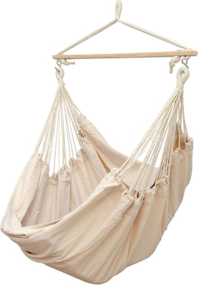 Extra veilige Hangstoel XXL - 185x130cm Hangmat 150kg Tuin Hangschommel - Beige