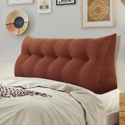 Wigvormig Bedkussen voor Hoofdeinde – Ondersteuning en Comfort, 200x50x20 cm, Afneembare Hoes, Driehoekig Ontwerp