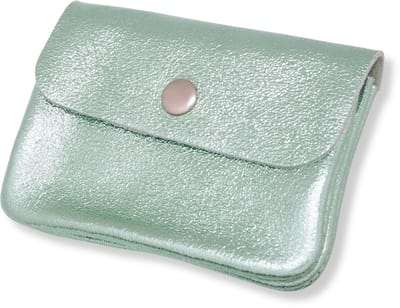 Bijoutheek Portemonnee Leer Italiaans Metallic Mint