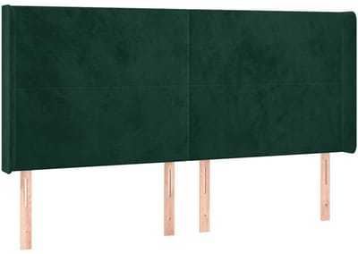 vidaXL - Hoofdbord - met - randen - 203x16x118/128 - cm - fluweel - donkergroen