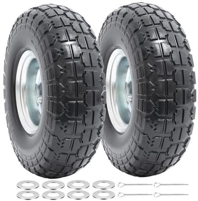 Massieve 10 inch Banden voor Steekwagens en Kruiwagens - 4.10/3.5-4 Wielen met Dubbel Verzegelde Lagers, 2 Stuks