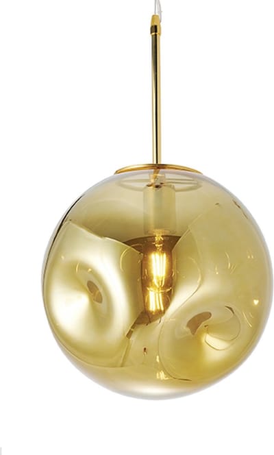 Leitmotiv Hanglamp Blown Glass - Rond Messing - Ø30cm - Scandinavisch - Hanglampen Eetkamer, Slaapkamer, Woonkamer