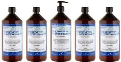 Bodylotion Cool Down 1 Liter - met gratis pomp - set van 5 stuks - Voordeelverpakking