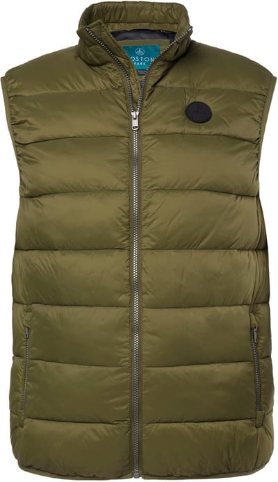 Boston Park - Heren - Doorgestikte bodywarmer opstaande kraag zakken - Olijfgroen - Maat 52+