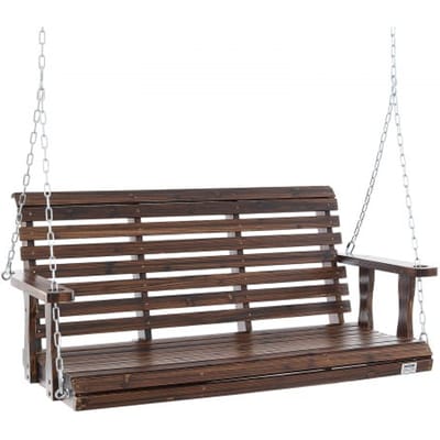 VEVOR Cederhouten veranda schommel, 1370x710x600mm, patio schommel voor tuin en terras, verbeterd draagvermogen van ca. 400 kg, robuuste schommelstoelbank met ophangkettingen voor buitengebruik, bruin