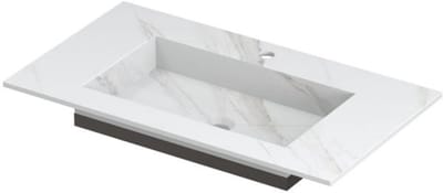 INK Post Wastafel Keramische Slab Envelop Bak met 1 Kraangat - 800x450x10 mm - Calacatta Mat