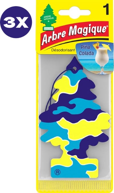 3 stuks Pina Colada Arbre Magique Geurboom Luchtverfrisser voor in de auto – Car Parfum – Geurboompje – Geurbooster – Wonderboom – Geurverfrisser – Nieuwe Auto – Autogeur – Autoparfum – Geurblad - Zomer Fris