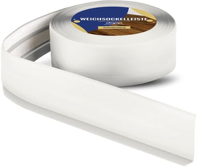 DQ-PP ZACHTE PLINT - 15 m - Grijs - 50 x 15 mm - PVC - zelfklevend - knikhoek plinten rubberen strip plint hoekprofiel afsluitstrip vloerlijst