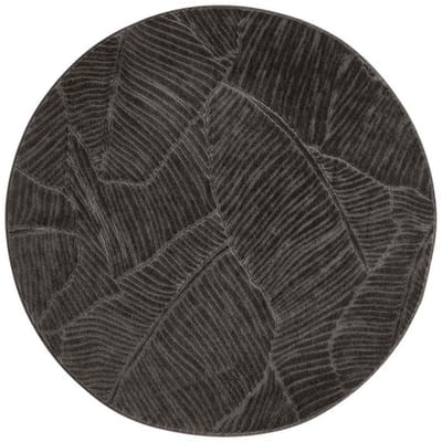 Rond zacht vloerkleed - Fuzz Leaf antraciet 120
