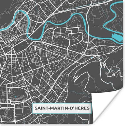 Poster Saint-Martin-D'Hères - Frankrijk - Plattegrond - Kaart - Stadskaart - 100x100 cm XXL