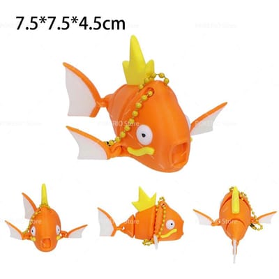 Anime Game Pokemon Magikarp Figuur Leuke Sleutelhanger 3D Geprint Kyogre Groudon Rayquaza Koelkastmagneet Tas Sleutelhanger Auto Hangend Sleutel Hanger orange