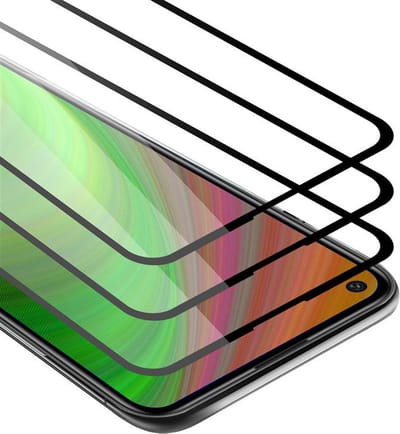 Cadorabo 3x Screenprotector geschikt voor Huawei P40 LITE E Volledig scherm pantserfolie Beschermfolie in TRANSPARANT met ZWART - Getemperd (Tempered) Display beschermend glas in 9H hardheid met 3D Touch