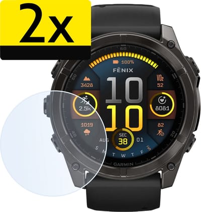 Screenprotector Geschikt voor Garmin Fenix 8 (43 mm) Screenprotector Bescherm Glas Screen Protector - Screenprotector Geschikt voor Garmin Fenix 8 Gehard Glas - 2 Stuks